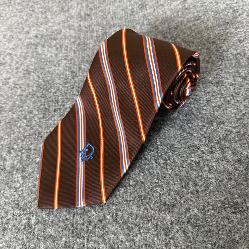 Christian Dior Mens Brown Striped Silk Blend Tie Designer Necktie Dress Formal